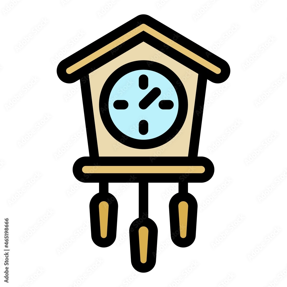 Poster bird pendulum clock icon. outline bird pendulum clock vector icon color flat isolated