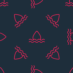 Red line Water drop icon isolated seamless pattern on black background. Vector