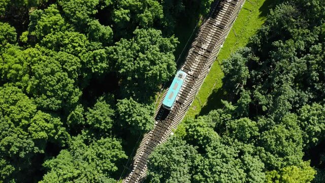 The Kiev funicular. Tram funicular railway.