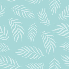tropical palm trees leaves seamless pattern, delicate summer background