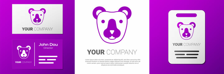 Logotype Bear head icon isolated on white background. Logo design template element. Vector