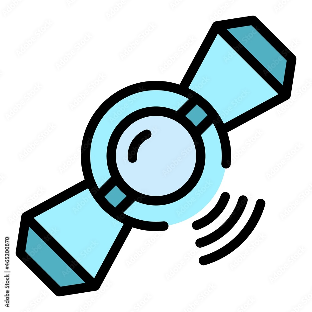 Poster object satellite icon. outline object satellite vector icon color flat isolated