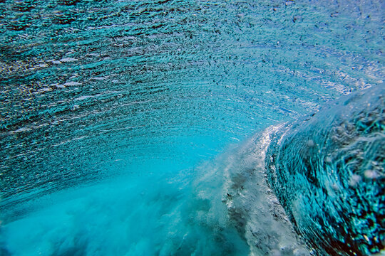 Blue waves of water undersea