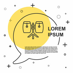 Black line Conga drums icon isolated on white background. Musical instrument. Random dynamic shapes. Vector