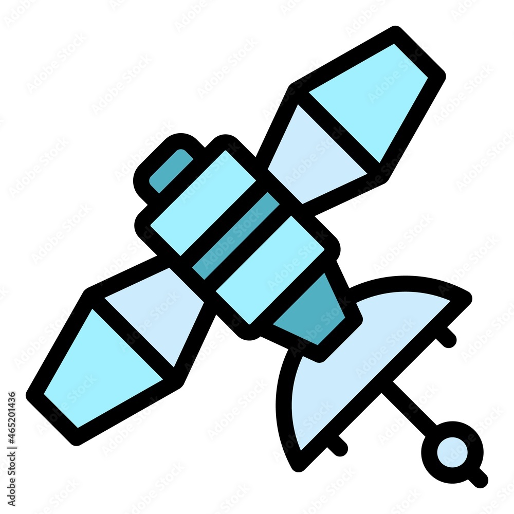 Poster planet artificial satellite icon. outline planet artificial satellite vector icon color flat isolate
