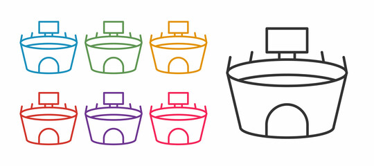 Set line Stadium icon isolated on white background. Arena symbol. Set icons colorful. Vector