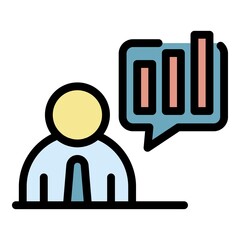 Business training icon. Outline business training vector icon color flat isolated