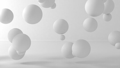 White spheres in light abstract background. 3d render