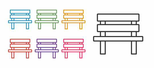 Set line Bench icon isolated on white background. Set icons colorful. Vector