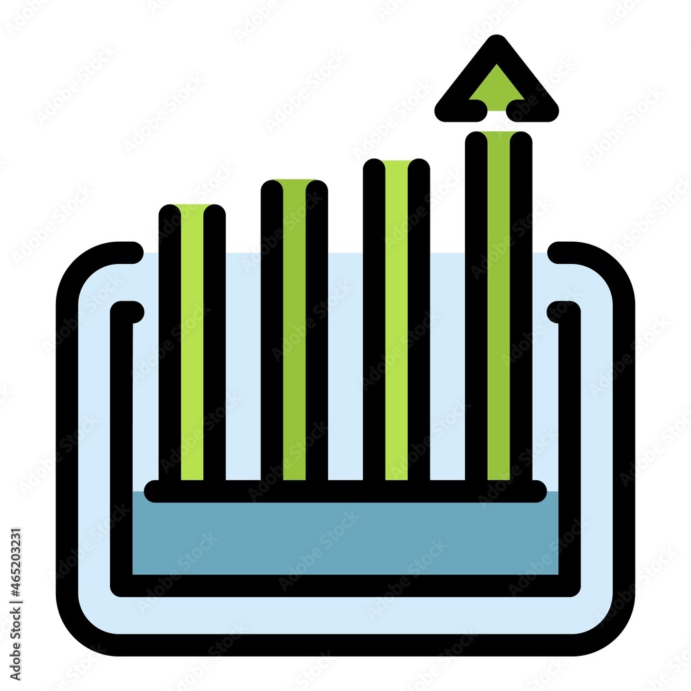 Poster finance graph tablet icon. outline finance graph tablet vector icon color flat isolated