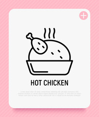 Hot chicken thin line icon. Modern vector illustration.