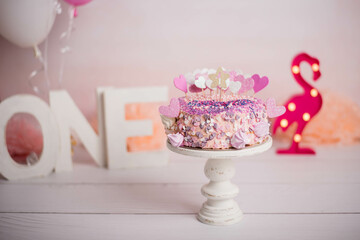 Pink flamingo first birthday party