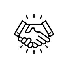 Reunion, collaboration thin line icon, handshake. Modern vector illustration of business partners.