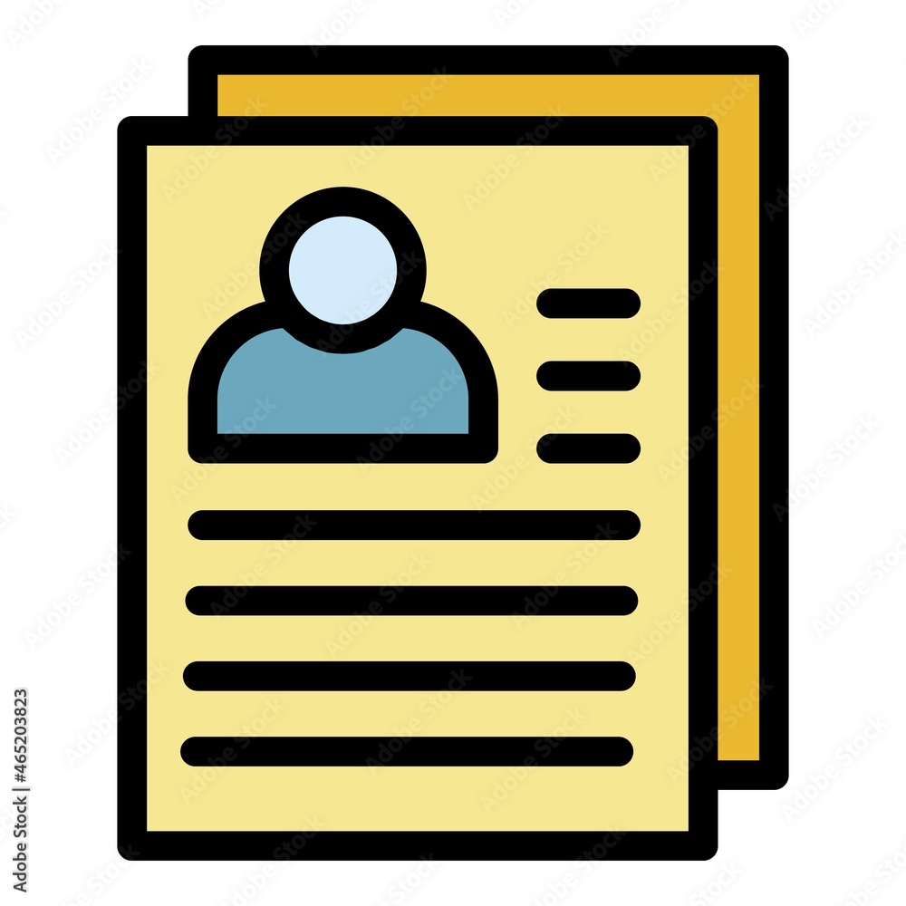Poster statistic cv paper icon. outline statistic cv paper vector icon color flat isolated