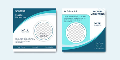 Collection of modern social media post templates with blue colors. Suitable for health webinars, health poster, business webinar, online classes and other online seminars.