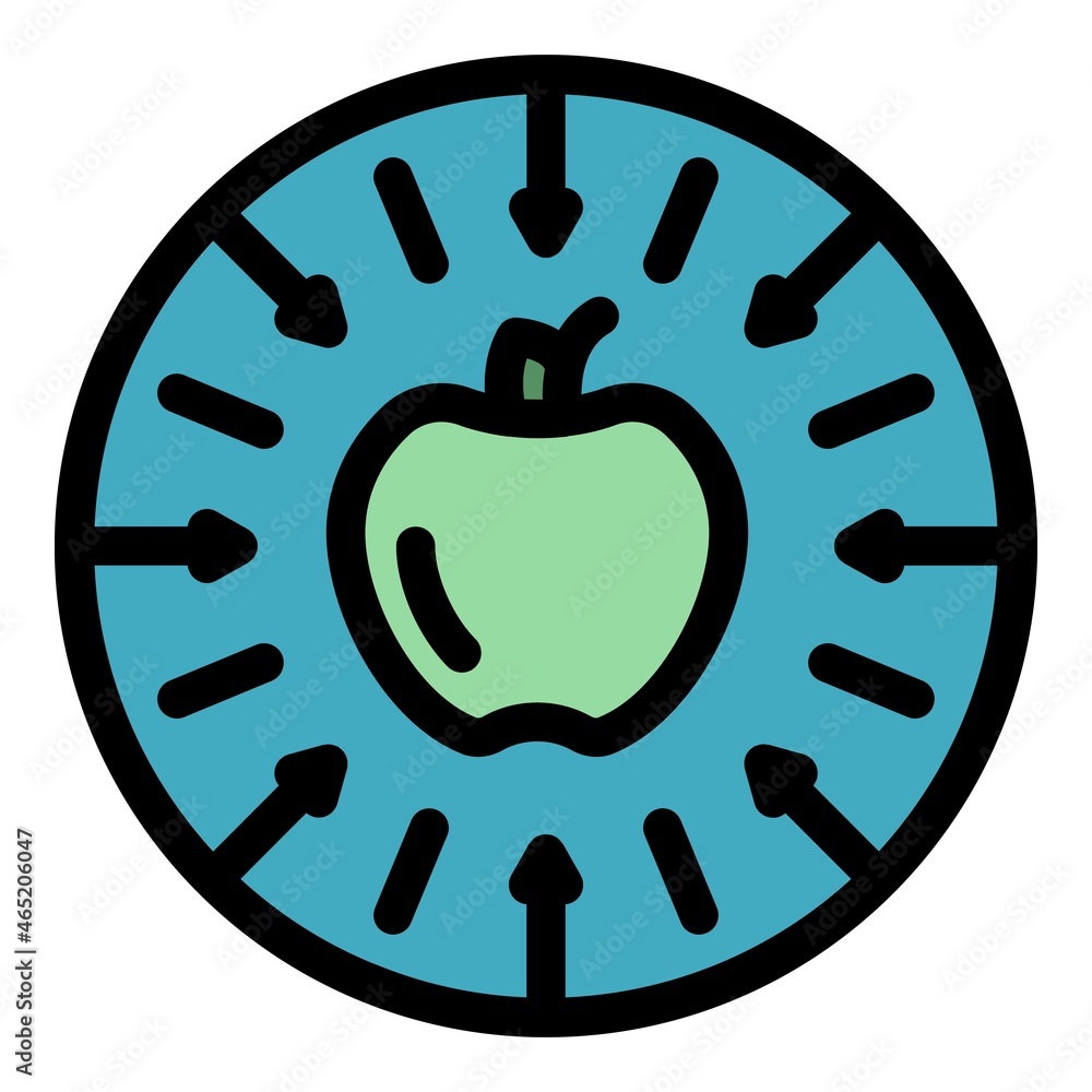 Poster apple gravity icon. outline apple gravity vector icon color flat isolated