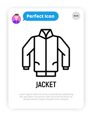 Jacket, bomber thin line icon. Clothing. Modern vector illustration.