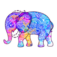 Elephant ornate art. Vector illustration animal.