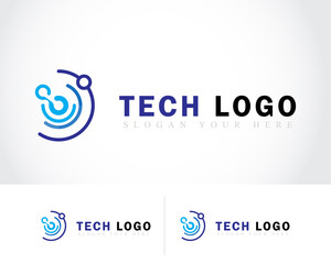 tech logo creative pixel business design audio digital