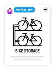 Bike storage thin line icon. Modern vector illustration for logo.