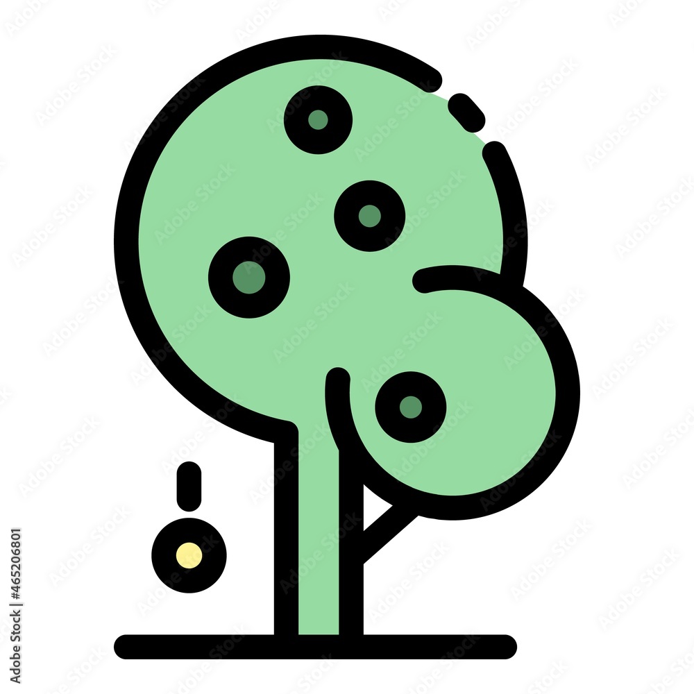 Poster gravity apple tree icon. outline gravity apple tree vector icon color flat isolated