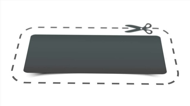 Coupon Sale, Voucher Offers and Promotions Vector Template with Scissors and dotted line on long rectangle black background