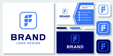 Initial Letter F Monogram Technology Digital Network Dot Connection logo design inspiration with Layout Template Business Card