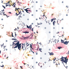  Abstract floral seamless print vintage beautiful drawn bouquets