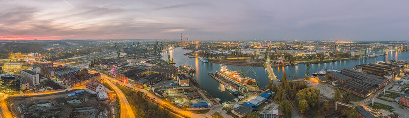 sunset over the gdansk shipyard