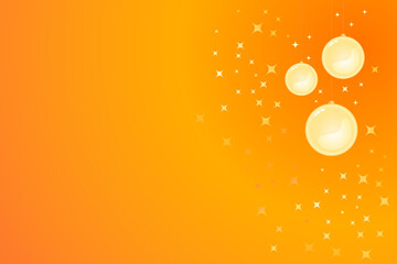 Golden Christmas balls on Golden gradient background. Winter background with stars. Vector