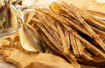 Dried Fish, Dry Salted Seafood Snack, Stockfish, Beer Snacks