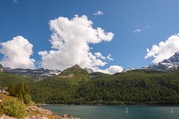 mountain on Ceresole Reale lake in Piedmont in Italy