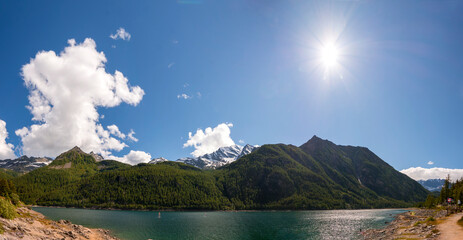 mountain on Ceresole Reale lake in Piedmont in Italy