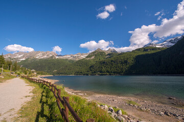 Obraz premium mountain on Ceresole Reale lake in Piedmont in Italy