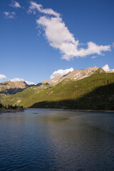 mountain on Ceresole Reale lake in Piedmont in Italy