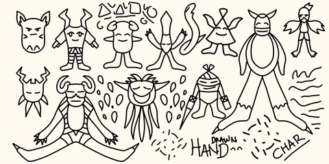 Hand drawn character pack collection with variety expression