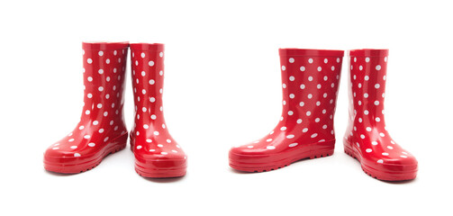 red boots on white background