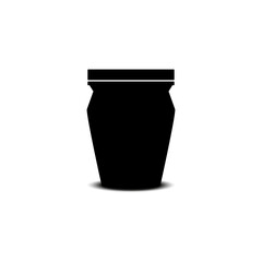 The icon of a non-standard shaped jar is black on a white background.