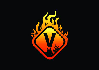 Fire V Letter Logo And Icon Design Template