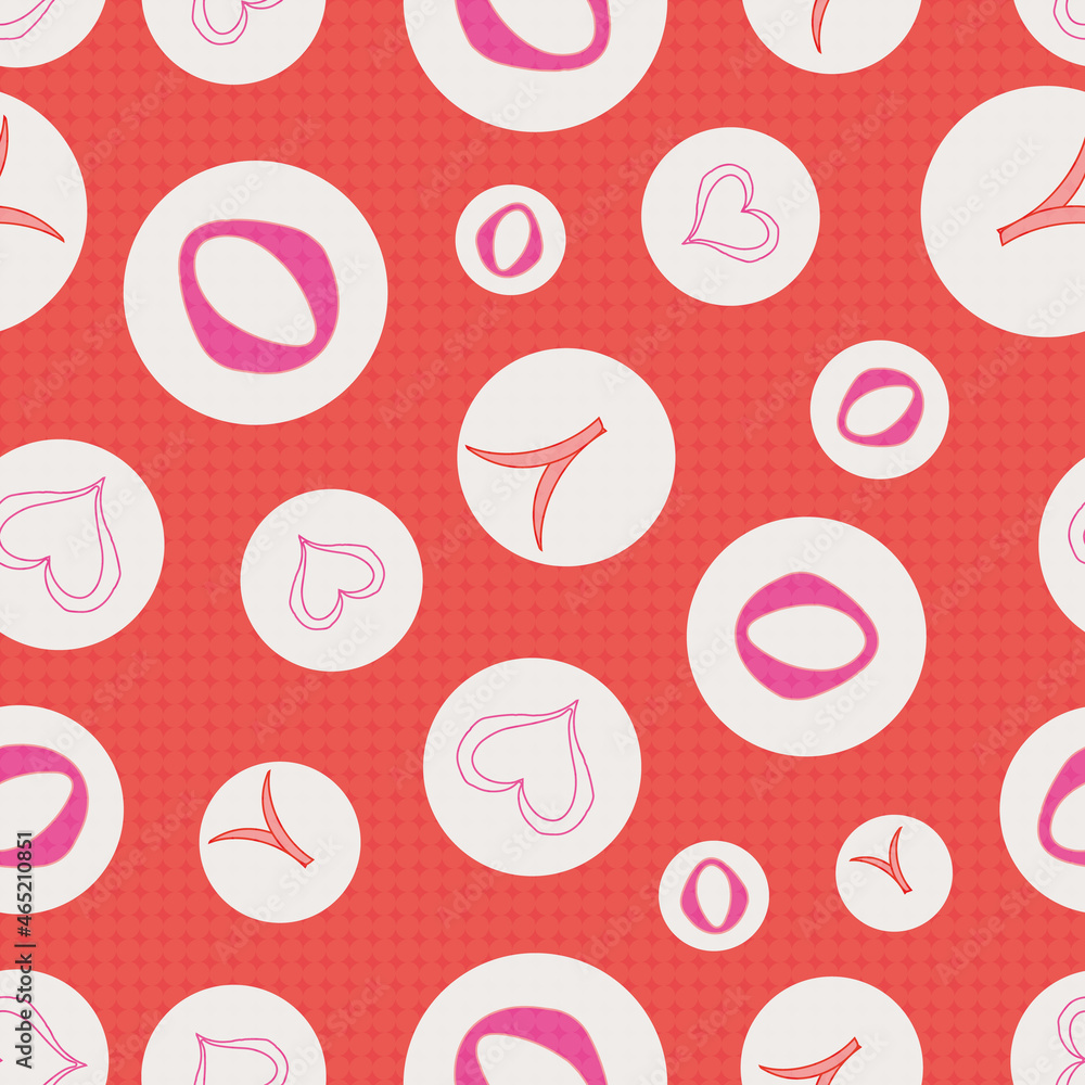 Poster pink and red ornaments with texture vector seamless repeat pattern print background