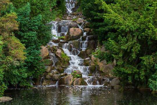 Germany, Berlin, Small cascade waterfall in Viktoriapark