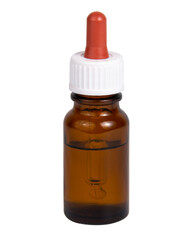 Pipette bottle mockup medical brown glass isolated on the white backround