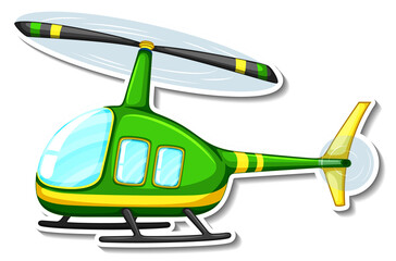 Helicopter cartoon sticker on white background