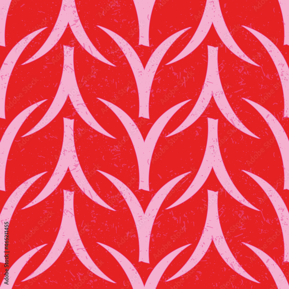 Poster pink and red ornaments with texture vector seamless repeat pattern print background