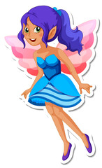 Fototapeta na wymiar Beautiful fairy cartoon character sticker