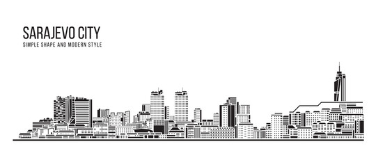 Fototapeta premium Cityscape Building Abstract Simple shape and modern style art Vector design - Sarajevo city