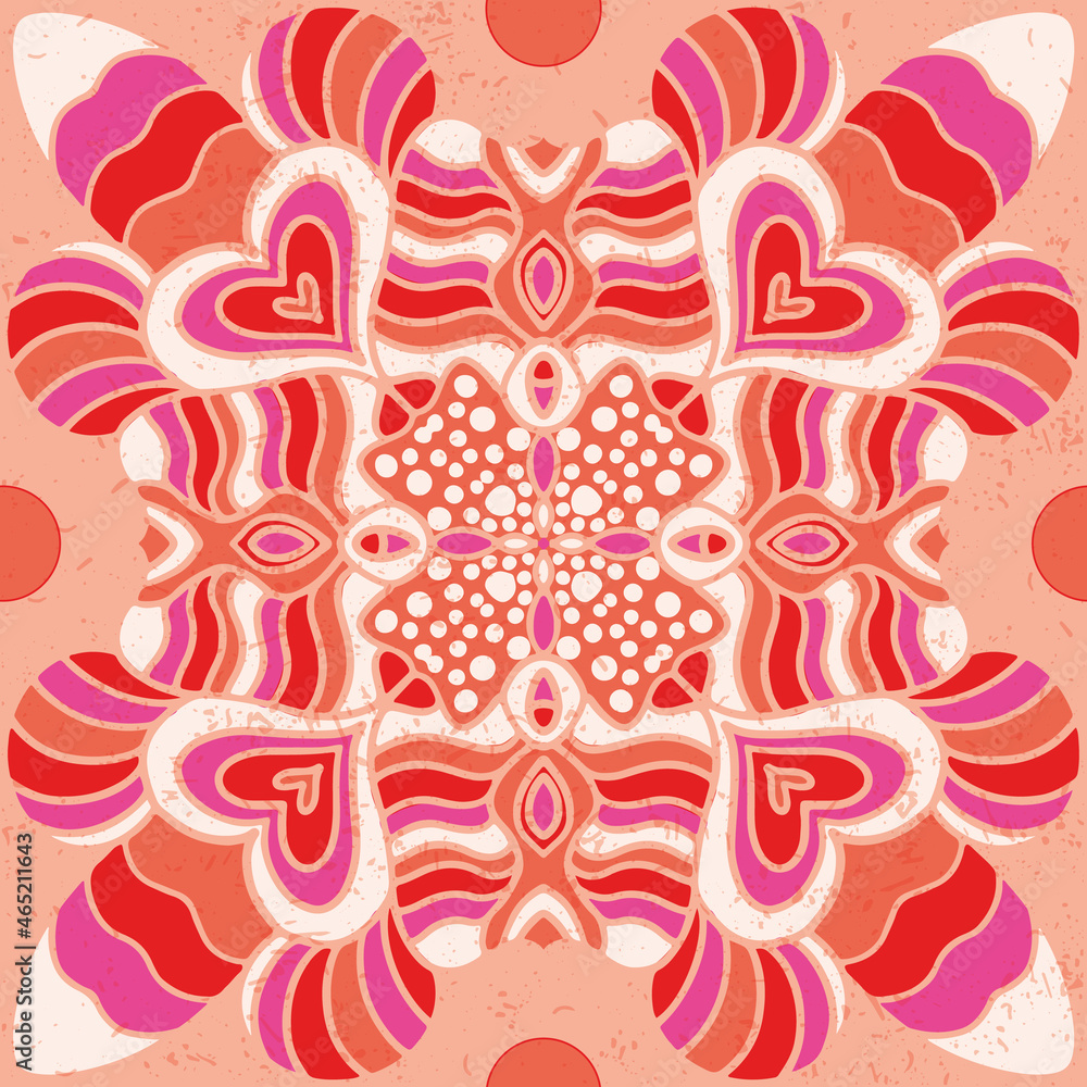 Aufkleber abstract pink and red vector repeat geometrical seamless pattern background
