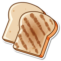 Toasted bread slice cartoon sticker
