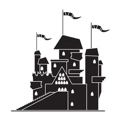 Medieval castle vector icon.Black vector icon isolated on white background medieval castle.
