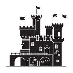 Medieval castle vector icon.Black vector icon isolated on white background medieval castle.